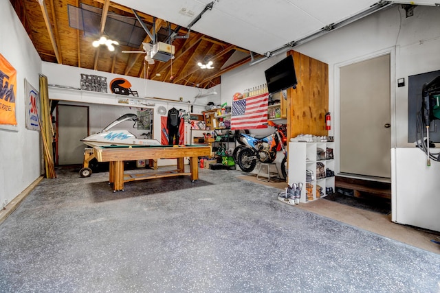 garage with a garage door opener