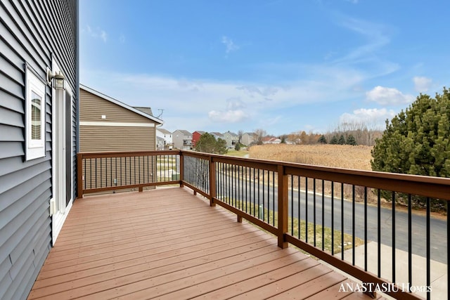 deck with a residential view