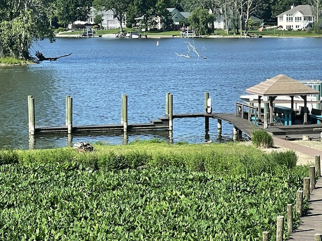 view of dock featuring a water view