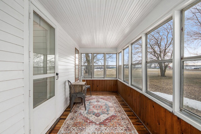 sunroom / solarium with wooden ceiling