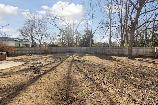 view of yard featuring a fenced backyard