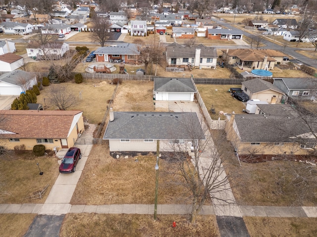 bird's eye view featuring a residential view