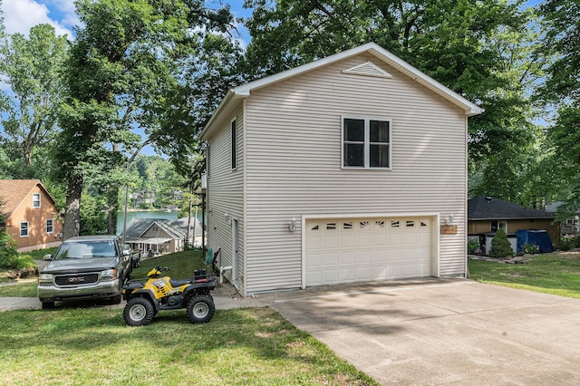 view of property exterior featuring a lawn