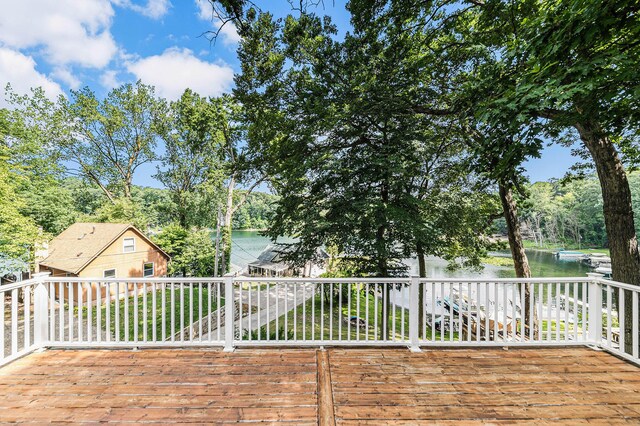 deck with a water view