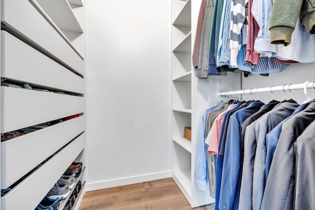 spacious closet featuring light wood finished floors