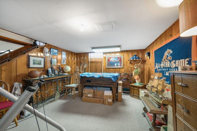 recreation room with carpet floors