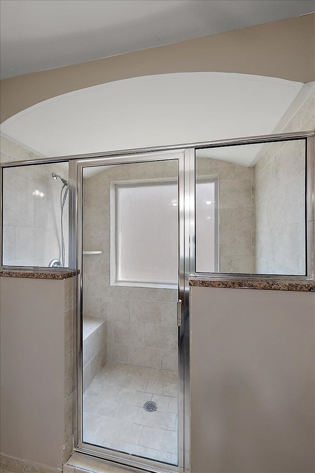 bathroom featuring a shower stall