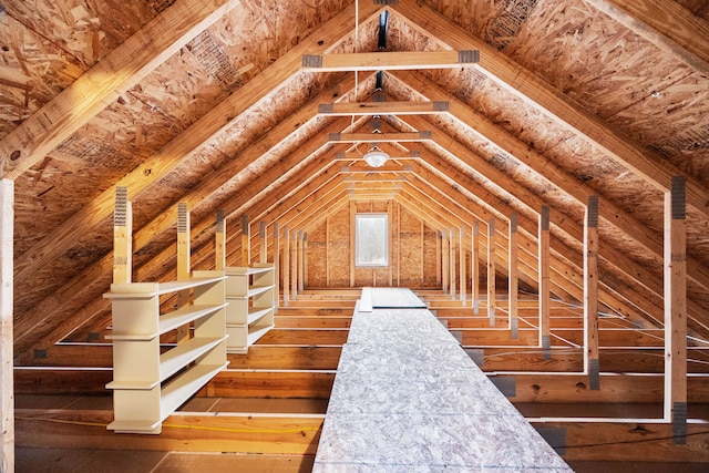 view of unfinished attic