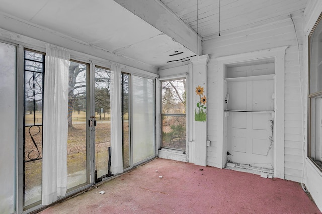 view of unfurnished sunroom