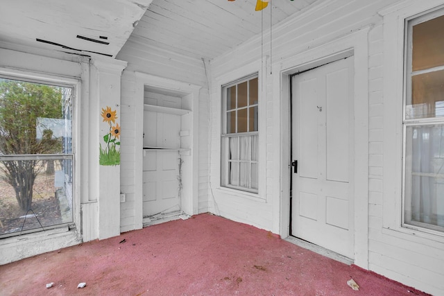 interior space with a ceiling fan