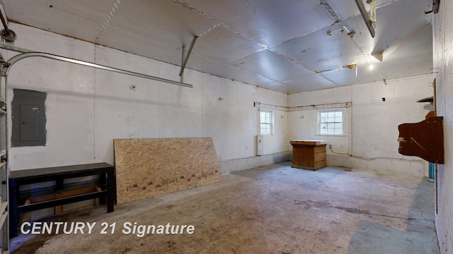 basement featuring electric panel