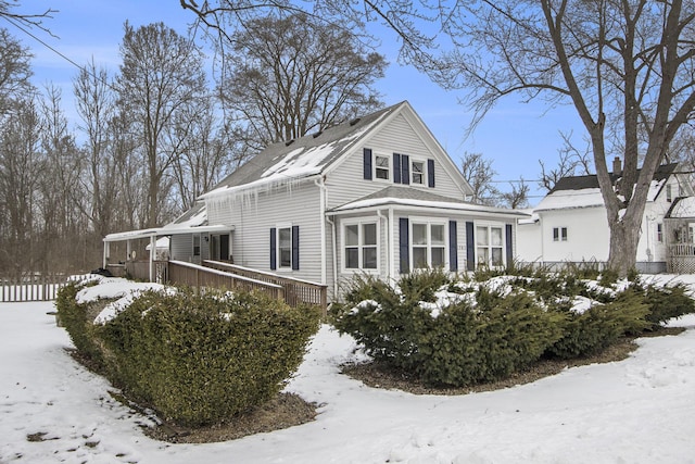 view of snow covered exterior