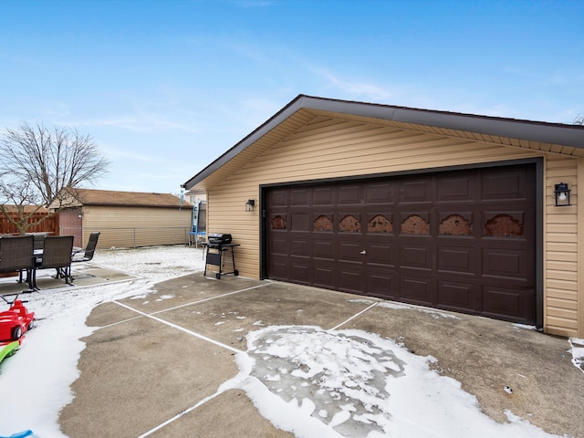 view of detached garage