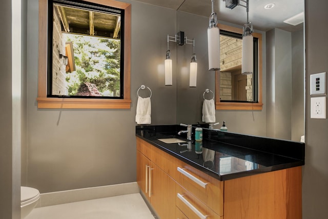 bathroom with toilet and vanity