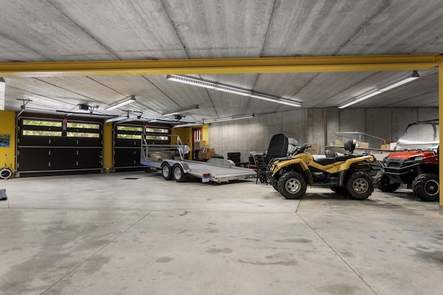 garage with a garage door opener