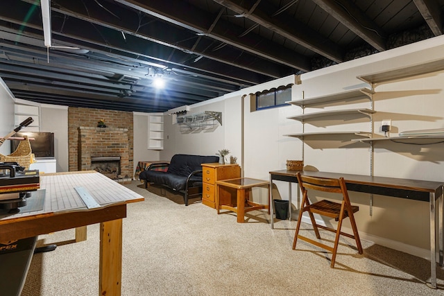 interior space with a fireplace and baseboards