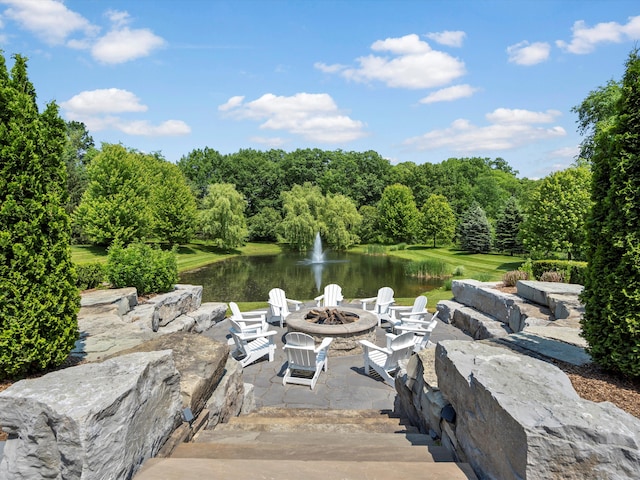 exterior space featuring a fire pit