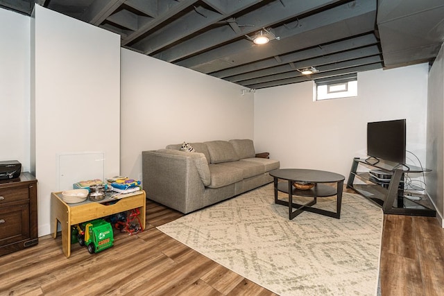 living area with wood finished floors