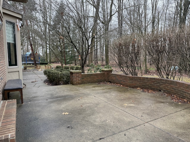 view of patio featuring a trampoline