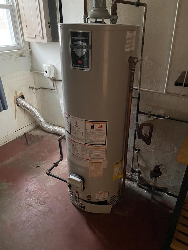 utility room with electric panel and gas water heater