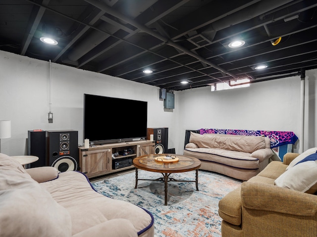 living room featuring electric panel