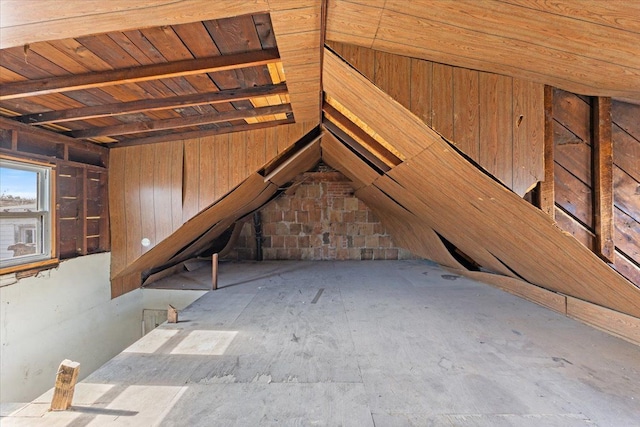 view of unfinished attic