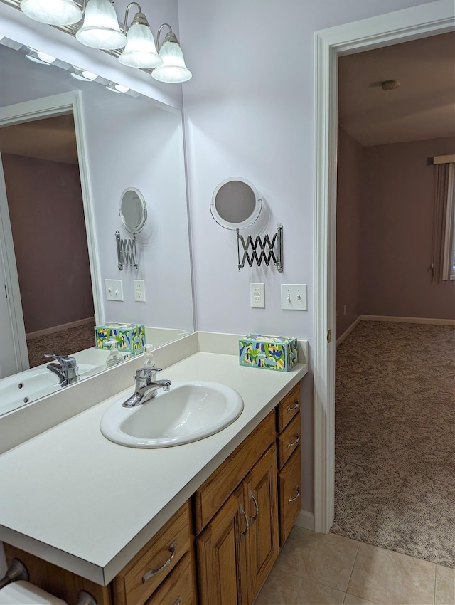 bathroom with vanity and tile patterned floors