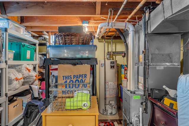 utility room with water heater