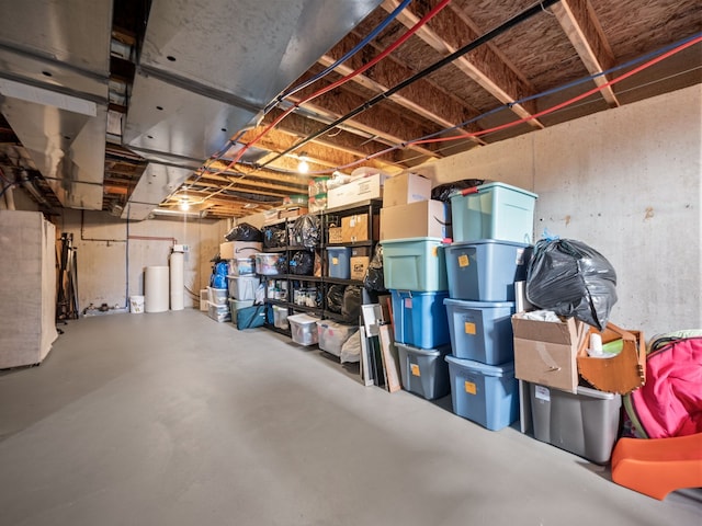 view of unfinished basement