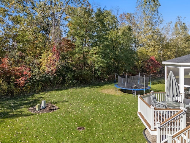 view of yard with a trampoline