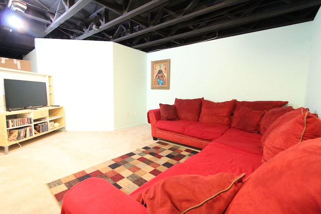 living room featuring carpet floors