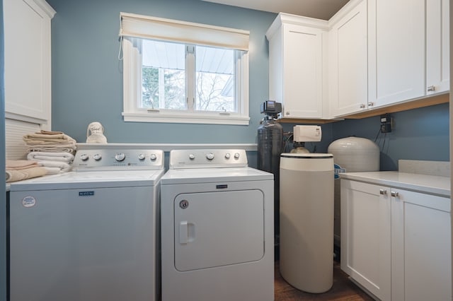 laundry area with washer and dryer and cabinet space