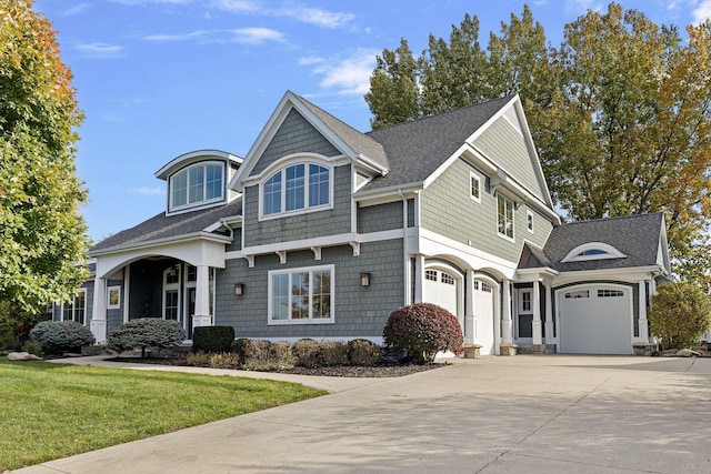 565 Golden Bear Ct, Saint Joseph, MI 49085 - shingle-style home featuring driveway, a front lawn, and roof with shingles