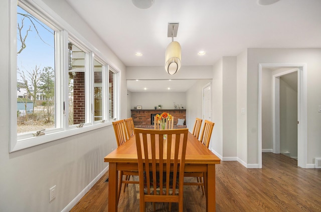 dining area with a healthy amount of sunlight, baseboards, and wood finished floors