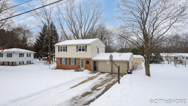 view of front of house with brick siding and an attached garage