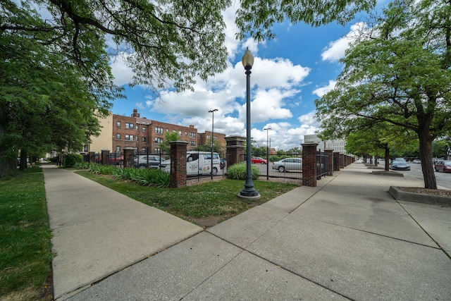 exterior space with sidewalks