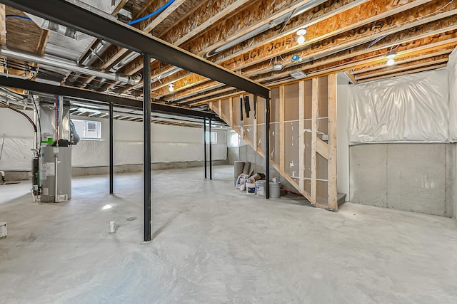 basement featuring water heater