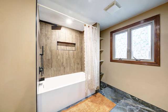 full bath with shower / tub combination and visible vents