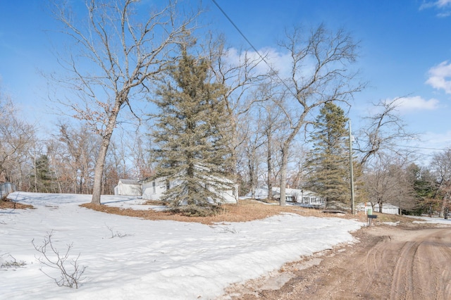 view of yard covered in snow