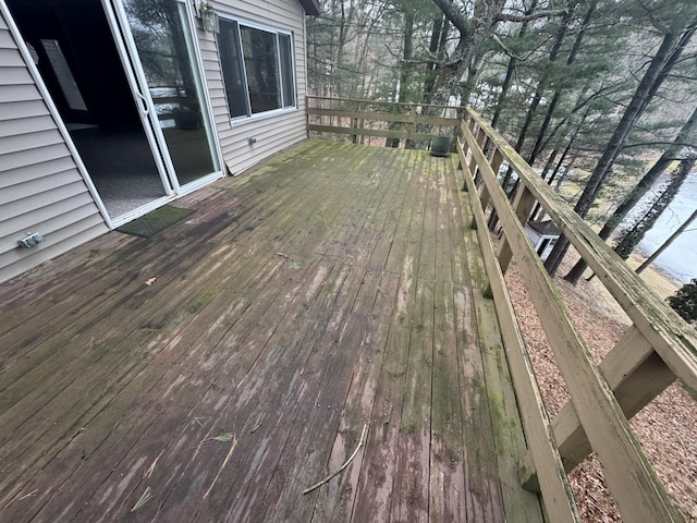 deck with a water view