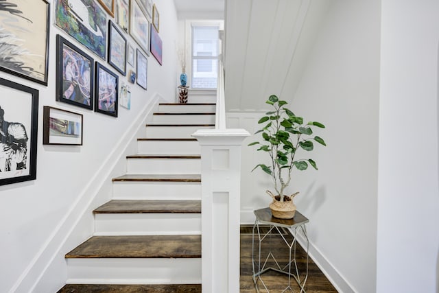 stairway with baseboards