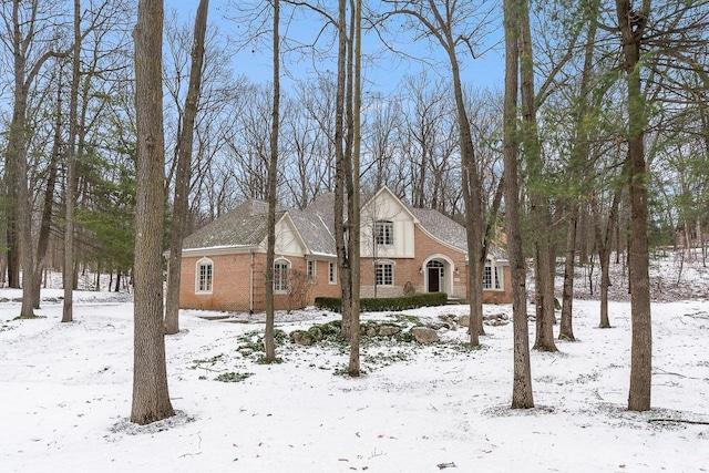 view of front facade featuring brick siding