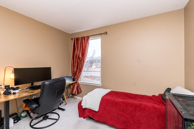 bedroom with carpet floors and baseboards