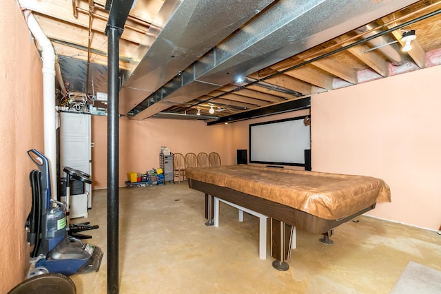 recreation room with concrete floors and billiards