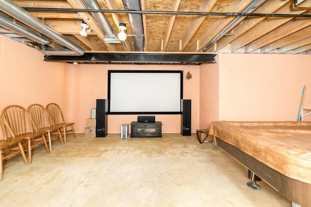 cinema with unfinished concrete flooring