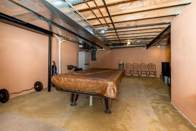 basement with pool table