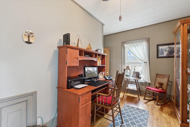 office space featuring light wood finished floors