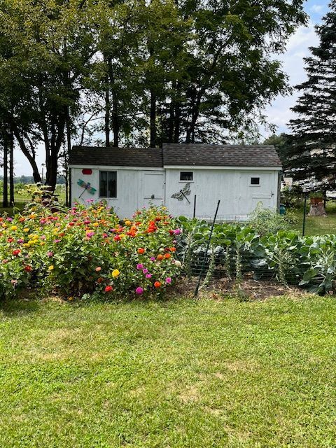 view of yard with an outbuilding