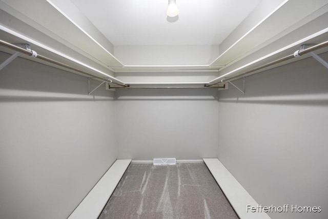 walk in closet featuring carpet floors and visible vents