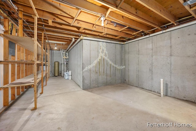 view of unfinished basement